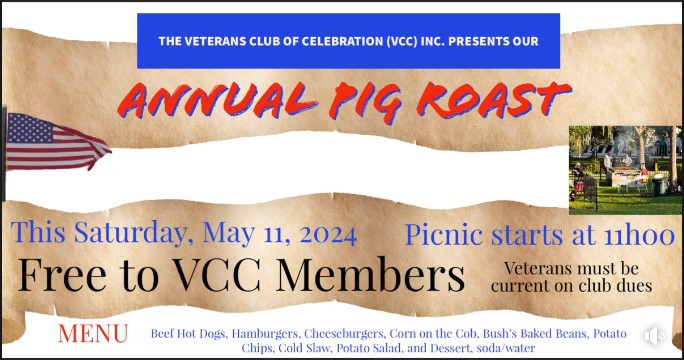 2024 Annual Pig Roast on May 11 at 11:00 AM – Free for VCC Members