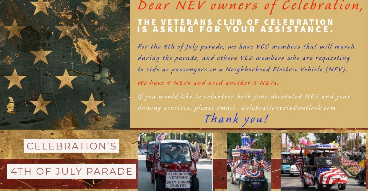 NEVs Needed for 4th of July Parade